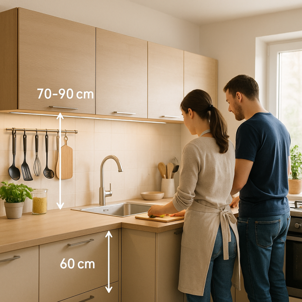 Quelle est la hauteur idéale des meubles hauts de cuisine : guide essentiel